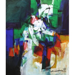 Mashkoor Raza, 30 x 36 Inch, Oil on Canvas, Abstract Painting, AC-MR-253